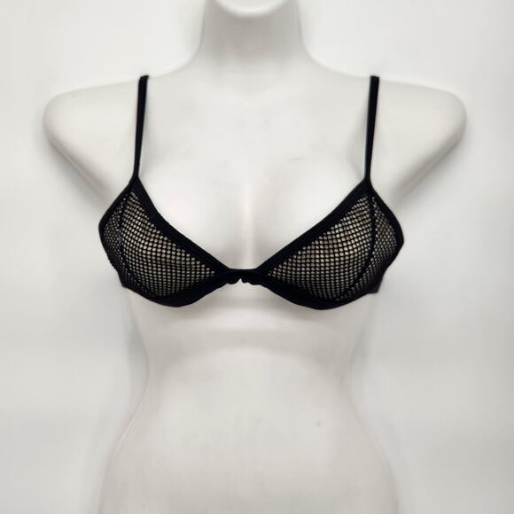 Triangl Black & White Lined Mesh Swimwear Bikini Top Women's XS - Picture 1 of 8